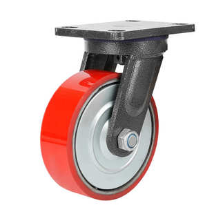 8寸超重型铁芯万向轮聚氨酯载重手推车平板车带刹车轮子米想