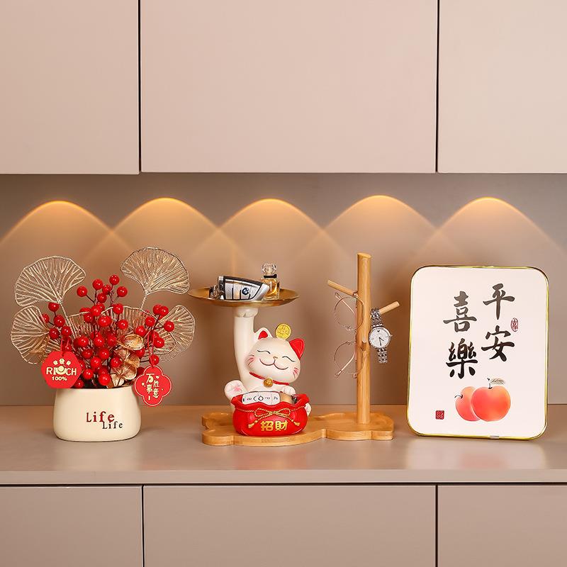 关招财猫钥匙收纳摆件乔迁新居开客业礼物ZVMJ喜装庆饰现代厅玄置