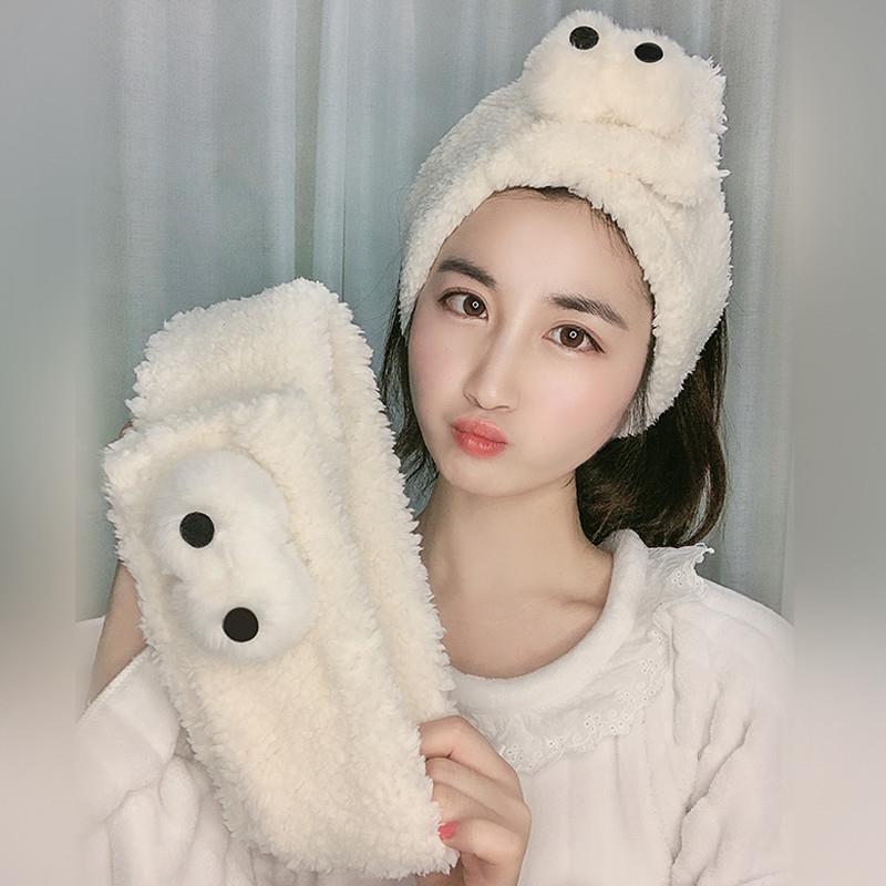 日本洗脸束发带无痕加宽魔术贴发箍可爱羊羔毛居家洗漱敷面膜发箍