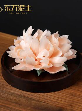 送女朋友生日礼物高档手工艺品 瓷花芍药陶瓷客厅香薰扩香器摆件