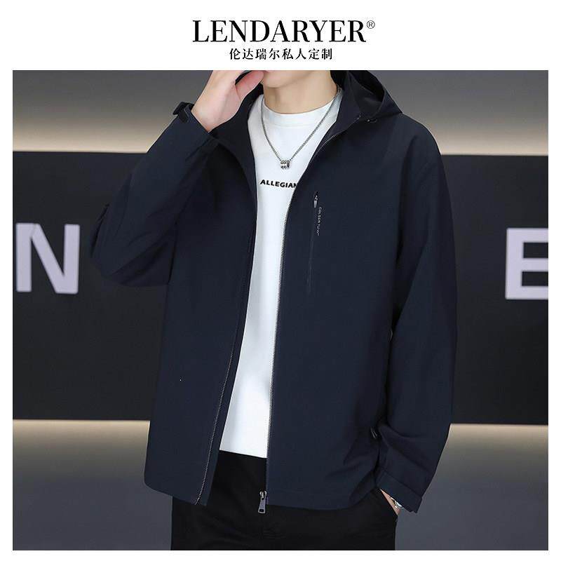 LENDARYER夹克男2026秋季新款高端可脱卸帽纯色休闲户外茄克外套