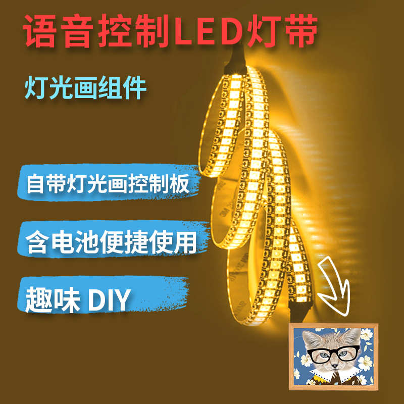智能语音控制5V灯带灯光画开关套件 变色氛围灯带DIV趣味方言对话