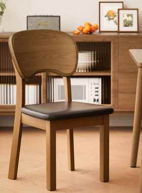 TCK中古实木餐椅新款椅家用餐桌椅吃饭凳子软包木胡桃头子背靠椅