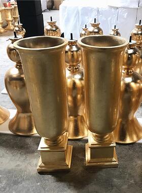 现代玻会璃钢落地大花瓶厅公司前台展酒店JY1645、所业婚庆路引开