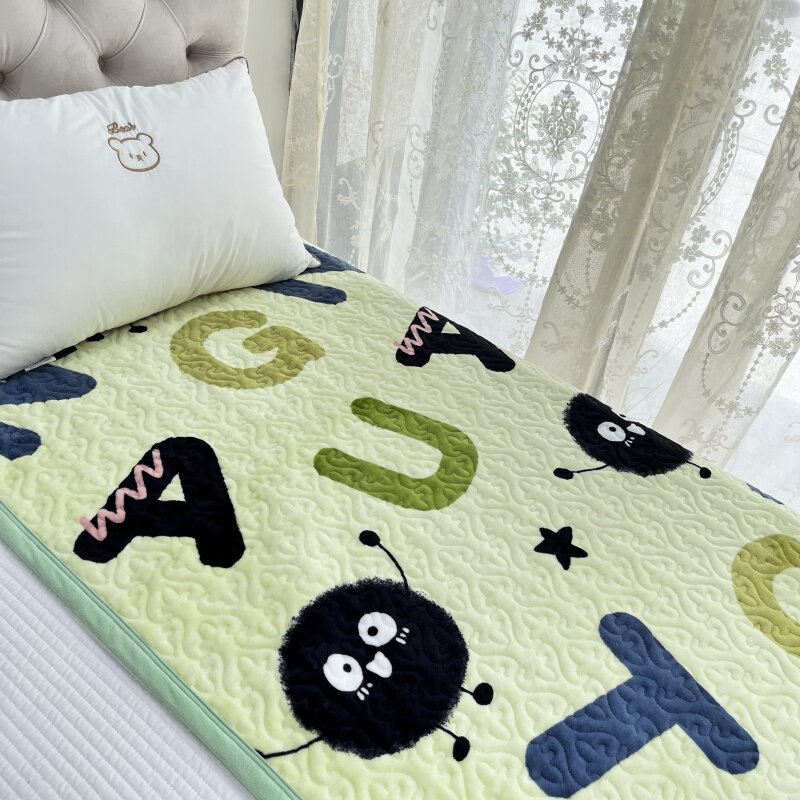 牛奶绒学生宿舍专用床盖加厚单人上下铺床单毛毯夹棉儿童沙发垫子