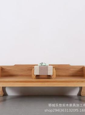 民宿北方老榆木罗汉床新中式全实木单人床家用客厅老榆木沙发床