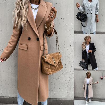 Coat Cardigan Womens Fashion Casual Winter Woven Lapel