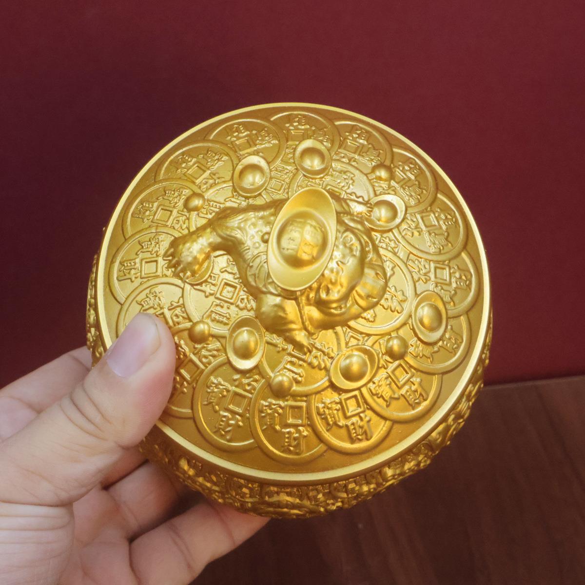 黄铜金蟾聚宝盆麟/宝盆玄聚关客厅办公桌装饰福开祈业乔迁摆麒件
