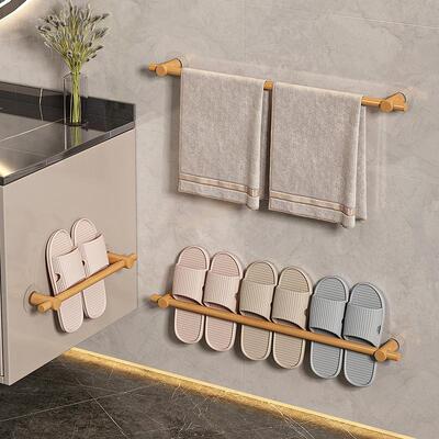 Wall-mounted bathroom slipper rack, no-drilling required, fo