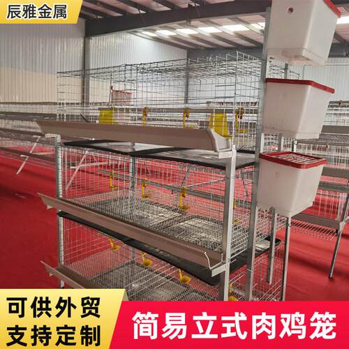 养鸡棚养殖用大小型四层两门立式肉鸡笼农场养鸡自带水箱食槽鸡笼