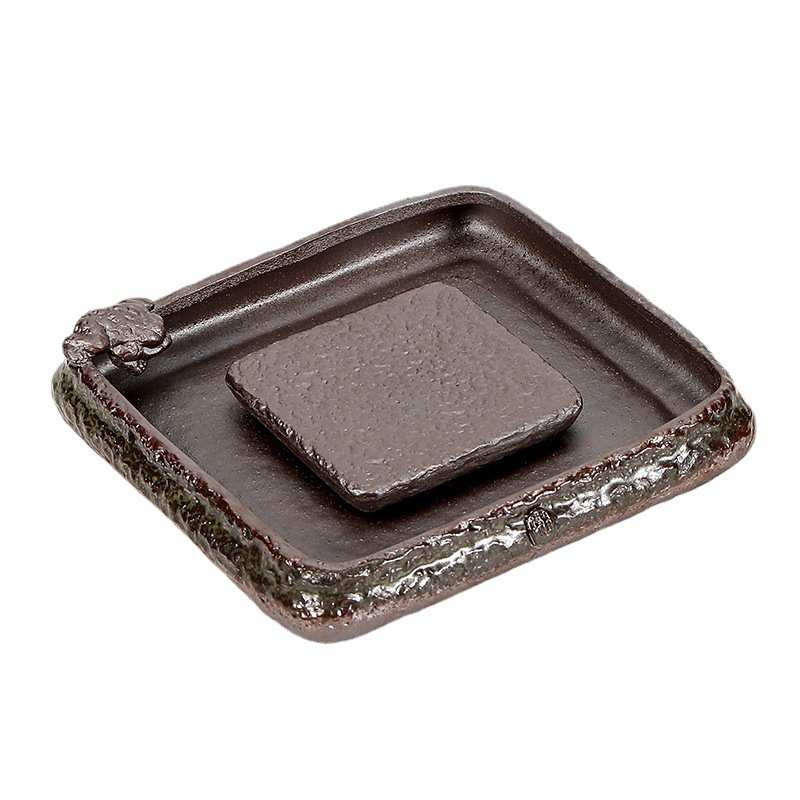 手工柴烧茶壶日式壶承家用功夫茶具复古陶瓷单泡茶壶粗陶原矿托盘