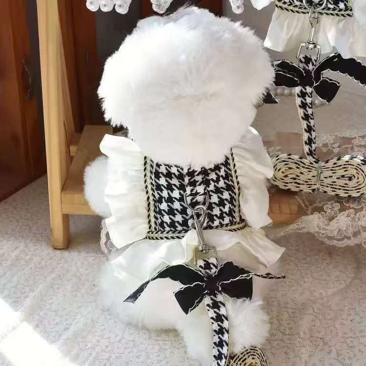 牵引绳背心式衣服胸背带咪小型犬千鸟格泰迪比熊