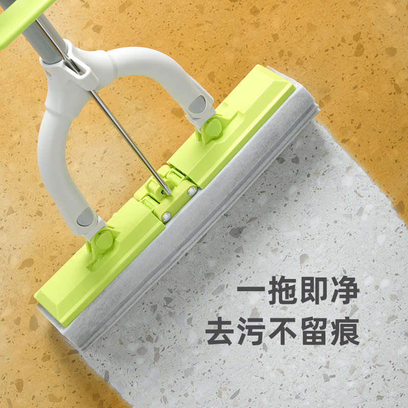 TUF4茶花海绵拖把家用一拖净吸水免手洗拖布卫生间挤水胶棉替