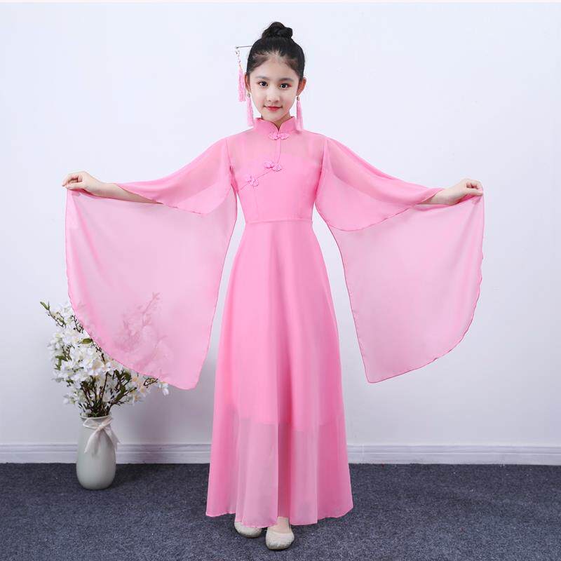 正品儿童款古筝演出服女蹈中童仙飘逸女中国风钢琴二胡表演服舞长