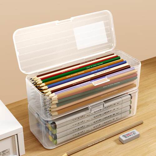 Clear Stationery Box for Children - Plastic Crayon and Penci