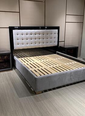 威登家具轻床奢实木布艺40606双人主卧大1.8米床组别意大利户型墅