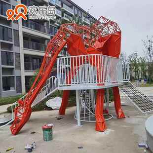 长颈鹿不锈钢滑梯设计大型无动力主题乐园户外儿童游乐设备