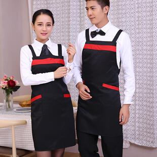 厂家定做防污工作服促销 围腰酒店餐厅服务员挂脖围裙定制logo