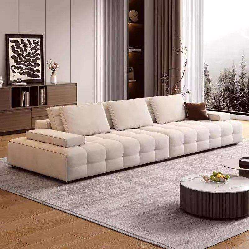 雪尼尔布艺沙发客厅2026新款意式极简直排沙发大小户型劳伦斯沙发