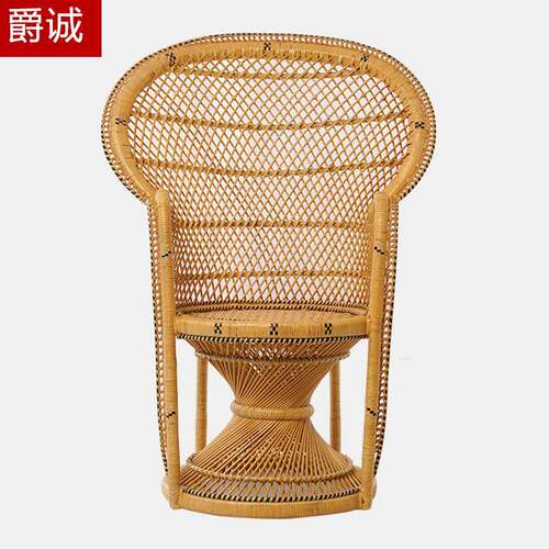 印尼玛瑙藤孔雀椅纯手工编织创意摄影道具休闲简约现代公主椅