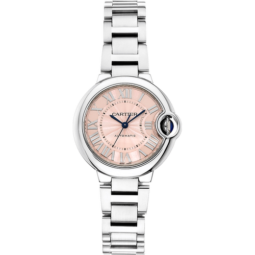 盒证[9.8新]卡地亚蓝气球系列精钢自动机械手表女W6920100粉盘