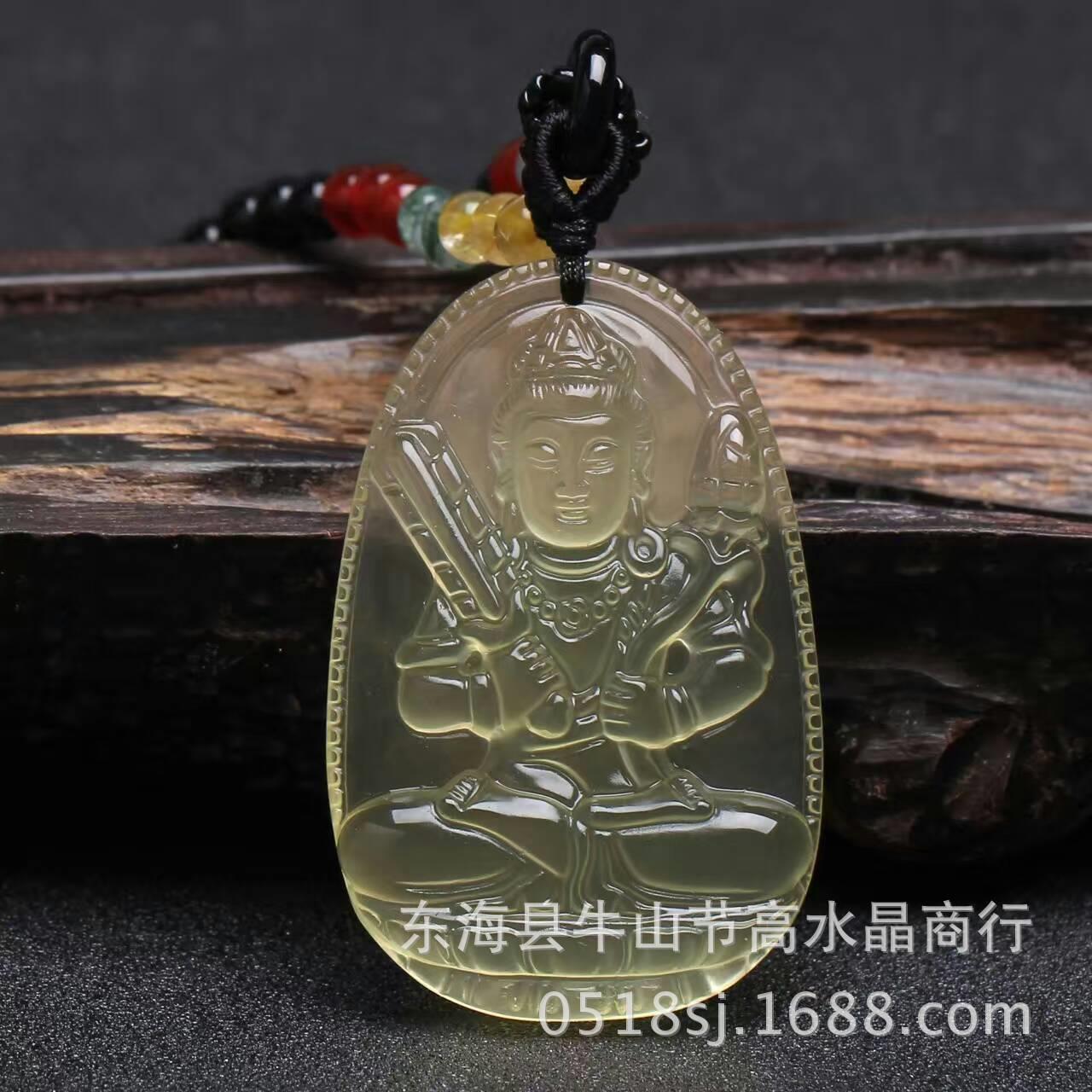 2026天然黄水晶大号十二生肖八大守护神本命佛吊坠 +5毫米黑玛瑙