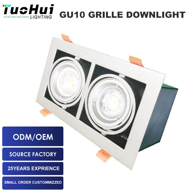 LED Grille light单头双头格栅灯GU10方形射灯豆胆灯工程天花灯