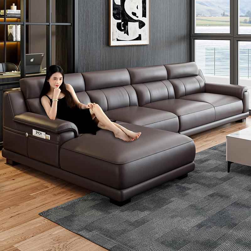 真皮沙发头层牛皮现代简约左右贵妃大小户型客厅皮艺沙发转角组合