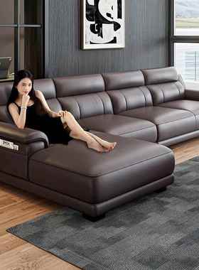 真皮沙发头层牛皮现代简约左右贵妃大小户型客厅皮艺沙发转角组合