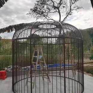 饰厂家 户外镀锌管大型鸟笼特大号加网公园鹦鹉超大型孔雀笼加密装
