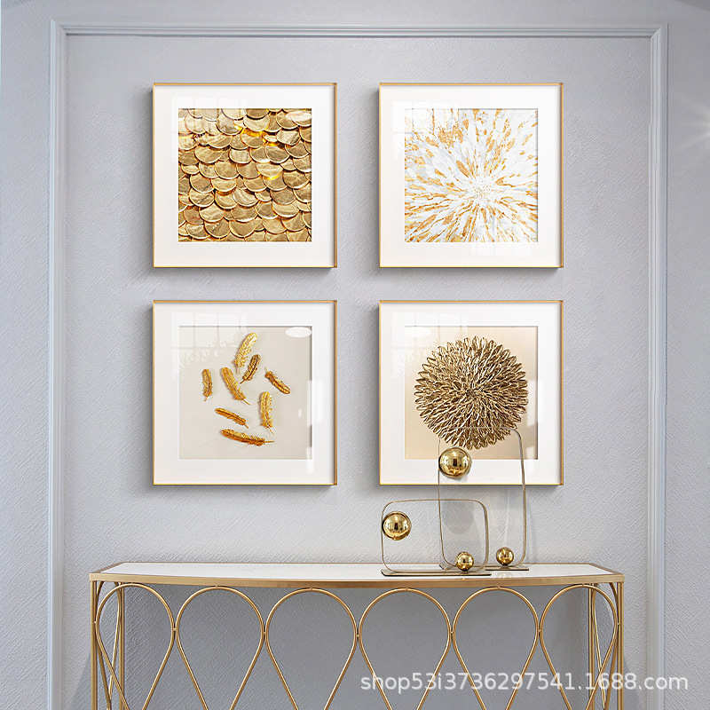 现代轻奢装饰画简约美式抽象金箔油画客厅玄关走廊民宿酒店挂画