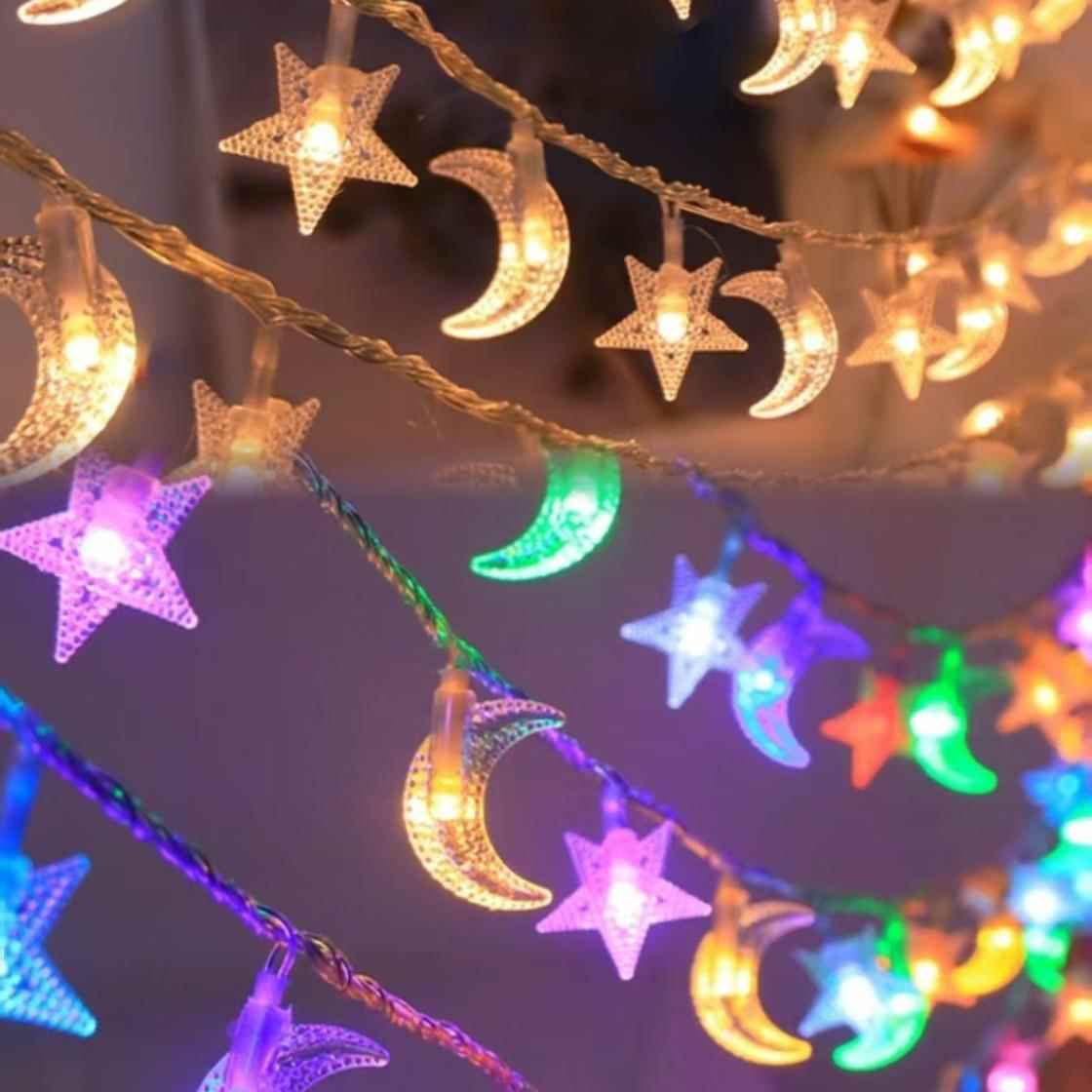 星星月亮LED灯串太阳能户外满天星小彩灯儿童房间装饰灯