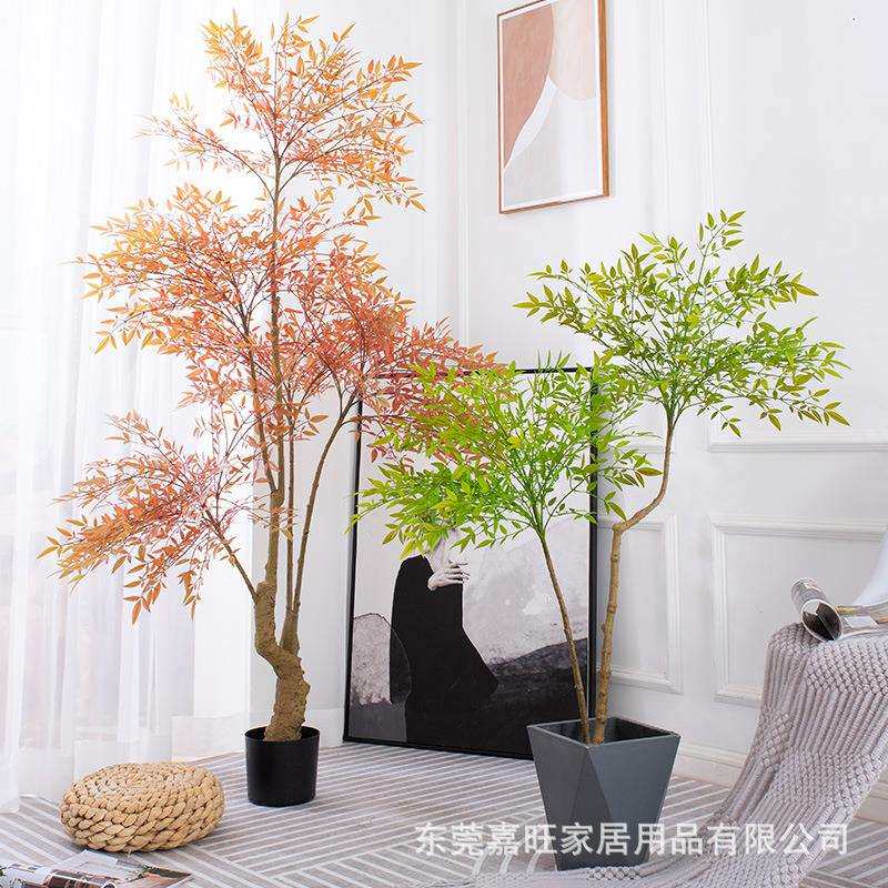 欧式风仿真植物南天竹仿真盆栽仿生绿植盆景假树造景客厅落地花艺