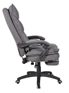 灰色麻布可躺办公椅午休椅带搁脚可旋转可升降电脑椅书房椅