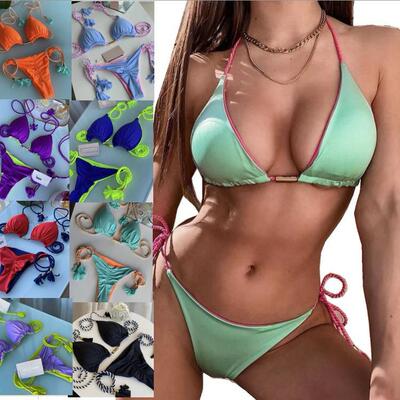 Swimsuit triangle bag bikini women's split braided