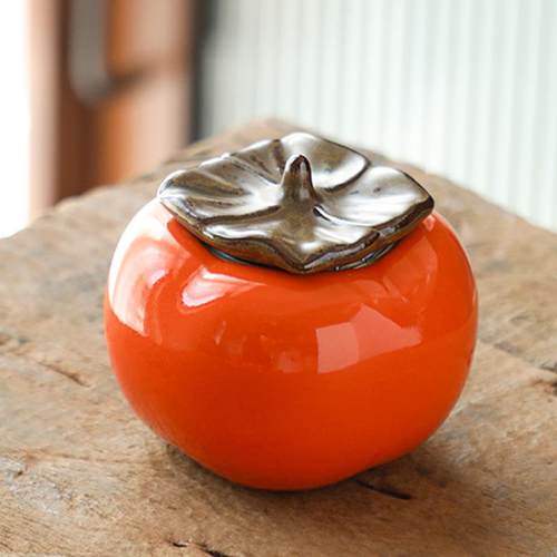 xyt事事如意柿子陶瓷茶叶罐迷你小号密封储藏罐家用普洱茶醒茶罐