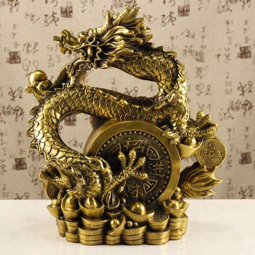 铜龙摆件汉龙铜十二生肖龙龙小盘龙家居装饰工艺品摆件
