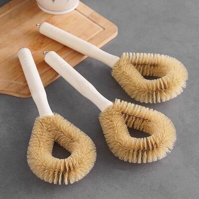 Wooden Handle Boar Bristle Pot Brush, Hangable Cleaning Brus