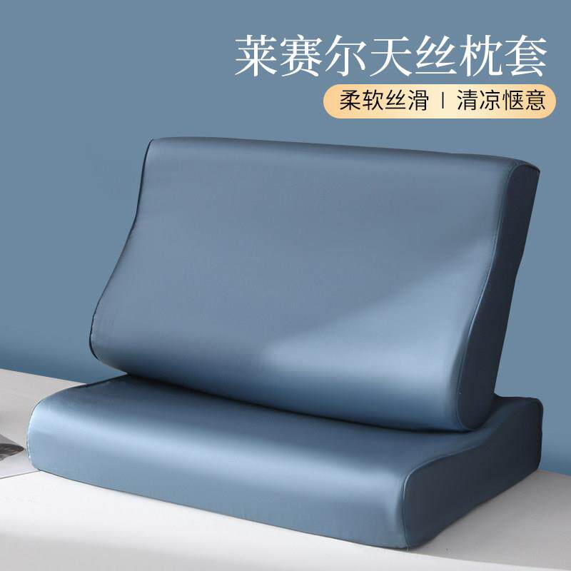 兰精天丝乳胶枕头套40x60cm一对装凉感冰丝记忆枕芯可机洗内胆套