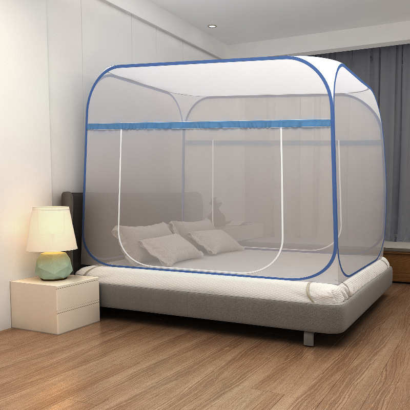 5双人床防米8m蒙古包蚊帐可折叠家用大1.蚊帐安装.空间1加密摔免