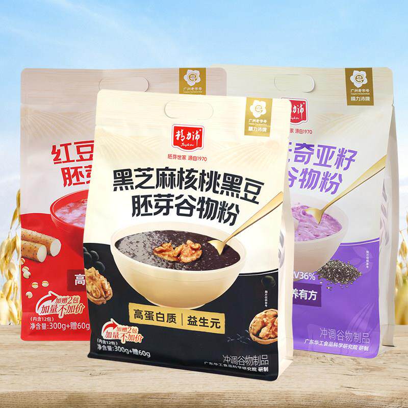 精力沛黑芝麻核桃黑豆红豆薏米紫薯山药胚芽燕麦谷物代餐粉300g