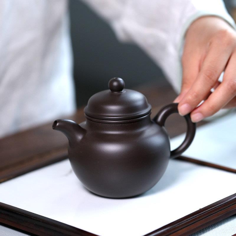 紫砂壶原矿黑泥家用球孔功夫茶具泡茶正宗宜兴全纯手工套装泡茶壶