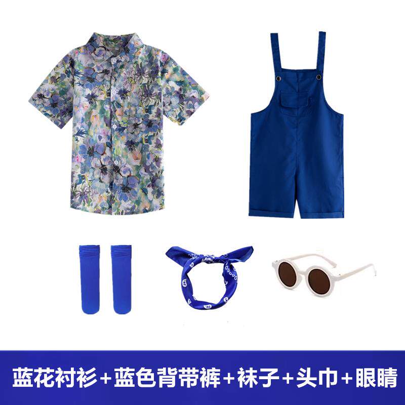 正品幼儿园六演服小学生合一唱舞蹈表爱背带裤套装可儿童啦啦队演