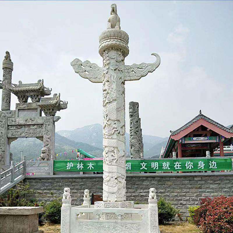 石雕龙柱景区公园龙凤雕刻汉白玉文化柱 石头柱子盘龙柱厂家