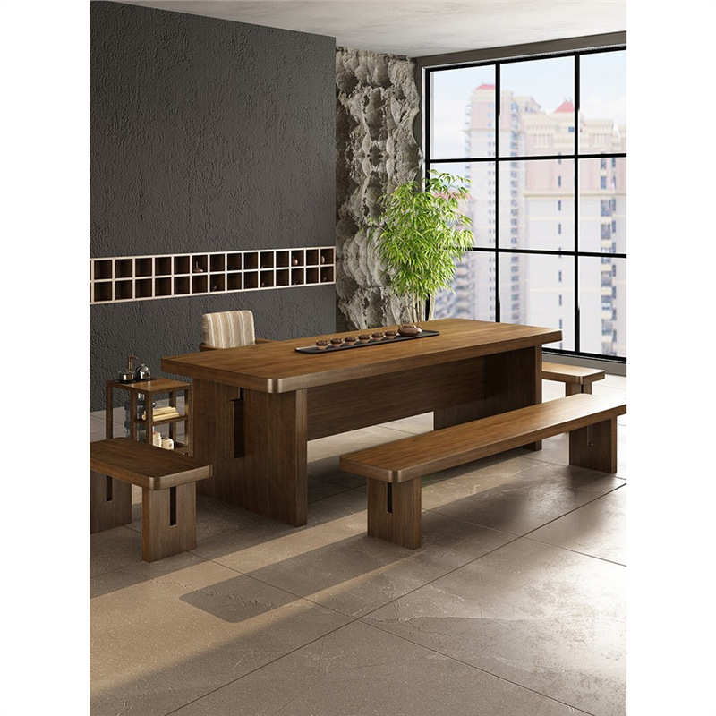 茶台实木茶桌现代简约办公室实木泡茶桌家用客厅茶几喝茶桌椅套装