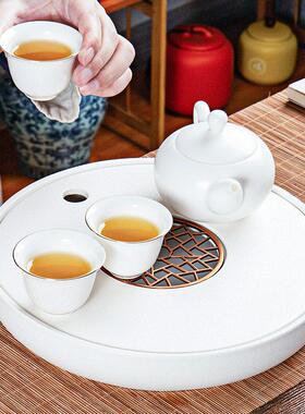 茶盘具家用粗陶泡茶海沥水茶盘陶瓷储接水盘轻奢高档RJ230313干茶