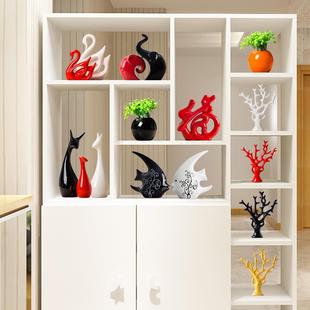 玄关柜子感电视背景墙摆件放酒柜上的装饰品电视柜两边的装饰