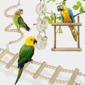 Parrot Bird Bite Set Pet Articles Combination Wood 8PCS Toys