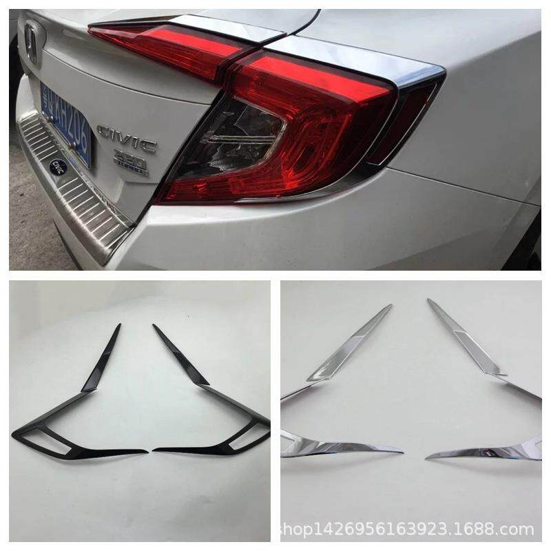 适用16思域尾灯框后大灯罩装饰条亮片 十代思域后尾灯罩亮框改装M