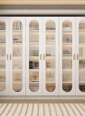 奢北欧实木书DOE柜客收厅的钢化轻璃门储物柜环保E0级多层玻纳功
